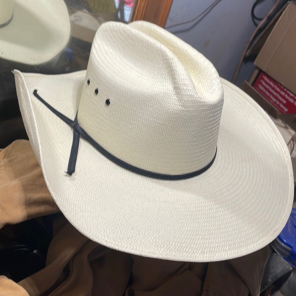 Laredo Men's Cowboy Hat Size  6 7/8 White Handwoven Shangtung USA